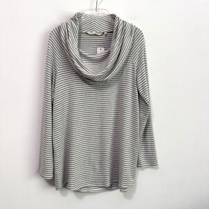 Soft Surroundings Fireside Striped Pullover S Gray Stripe Cowl Neck Soft NEW‎